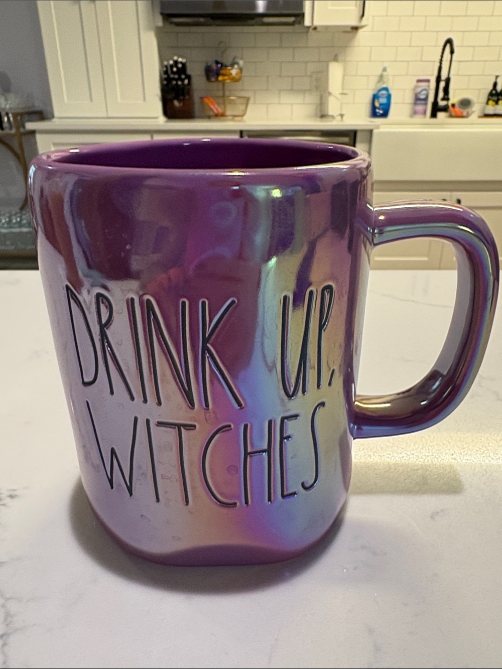 Rae Dunn Iridescent Purple 'Drink Up Witches' Mug - Picture 4 of 5